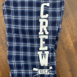CREW Regatta Wear Blue Plaid Lounge Pants LOGO Oars Women Small ROWING